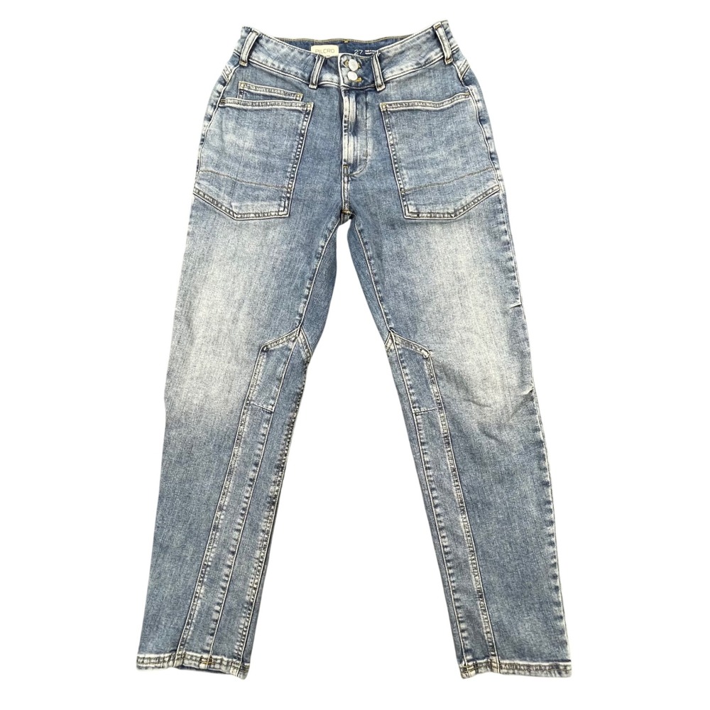 Anthropologie Pilcro Blue Faded Paneled Utility Straight Leg Jeans Womens 27
